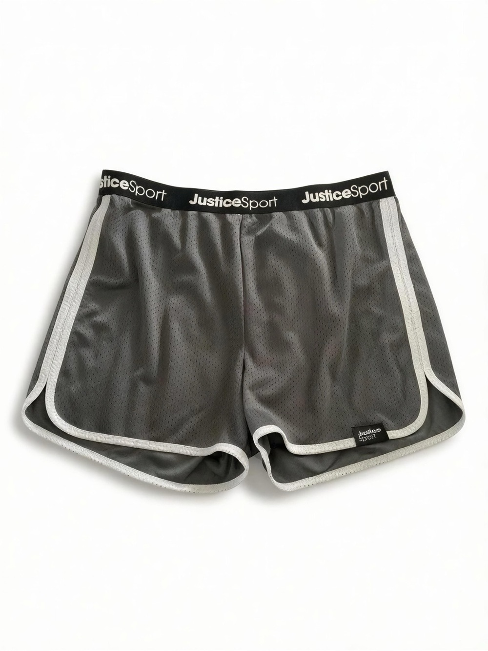 JusticeSport Gray Mesh Athletic Shorts with White Trim